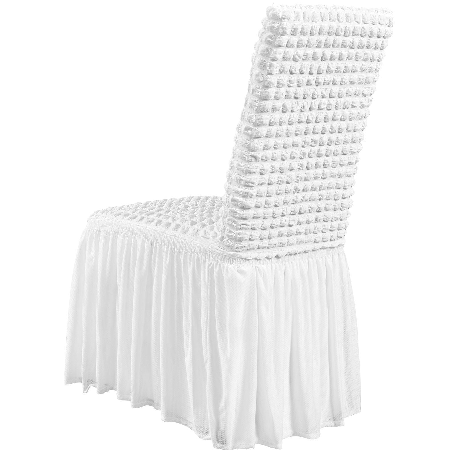VEVOR Stretch Spandex Folding Chair Covers, Universal Fitted Chair Cover with Skirt, Removable Washable Protective Slipcovers, for Wedding, Holiday, Banquet, Party, Celebration, Dining (4 PCS White) - JM Variety Store